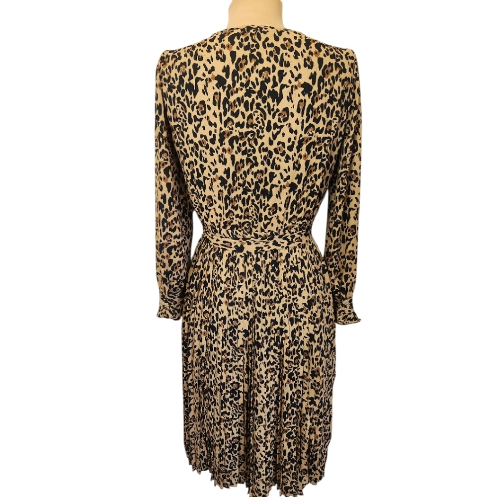 J CREW Carly Leopard Print Pleated Midi Dress - Size S - Picture 10 of 16
